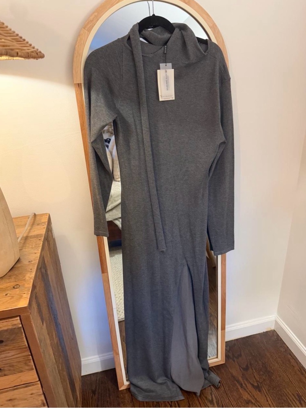 ASOS Grey Maxi Dress with Front Slit - Picture 2 of 3